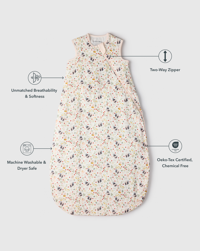 Baby Muslin Sleep Bag 0.5 TOG in Tanboocel® Bamboo Viscose - Bumble Bees