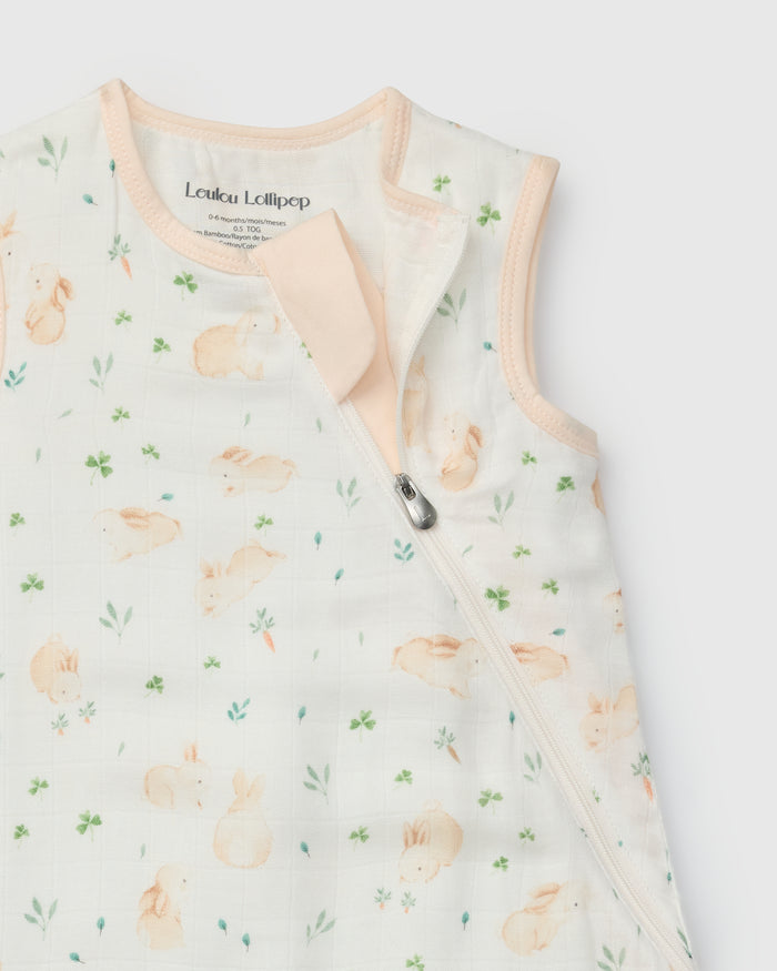 Baby Muslin Sleep Bag 0.5 TOG in Tanboocel® Bamboo Viscose - Bunny Meadow