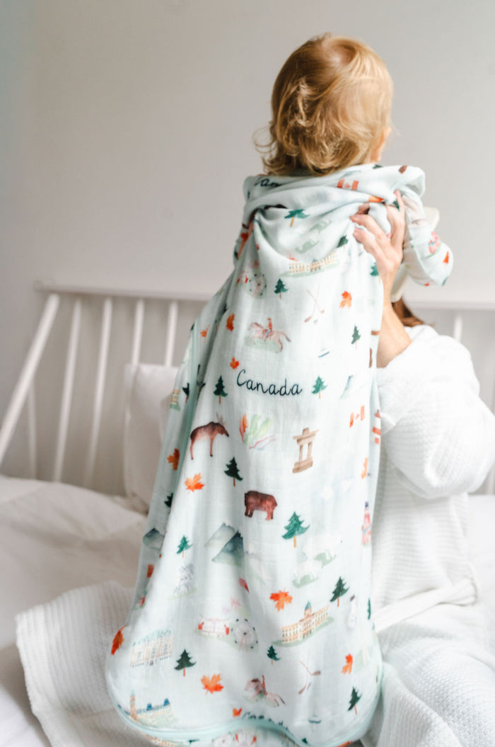 Baby Muslin 0.5 Tog Sleep Sack - Canada All Over Print