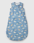 Loulou Lollipop muslin 0.5 TOG lightweight baby sleep bag in Dinosaur Stomp — front view on white background
