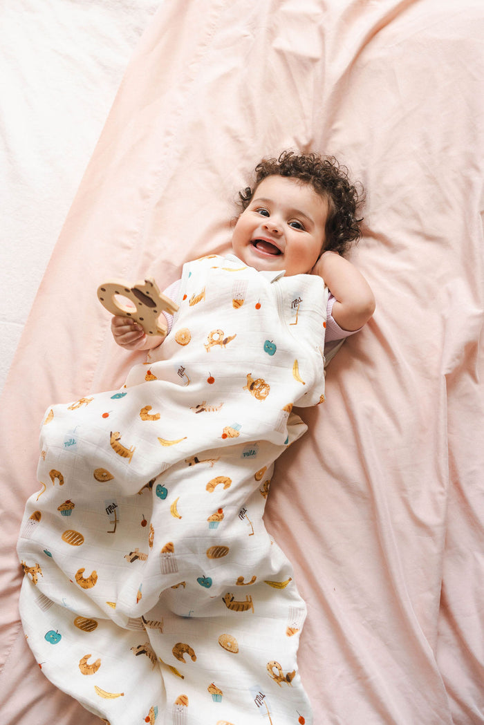 Baby Muslin Sleep Bag 0.5 TOG in Tanboocel® Bamboo Viscose - French Breakfast