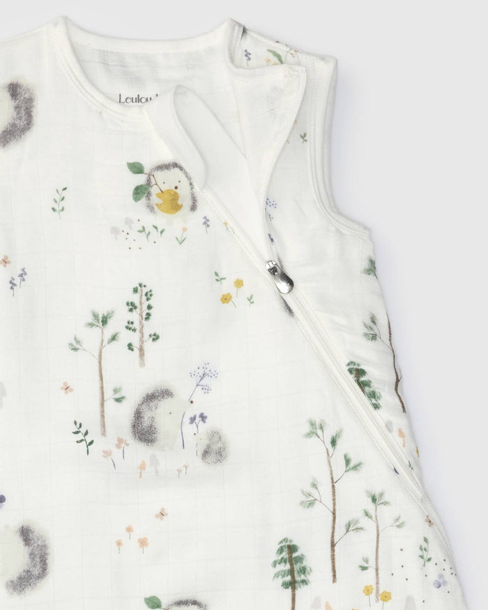Baby Muslin Sleep Bag 0.5 TOG in Tanboocel® Bamboo Viscose - Hedgehogs