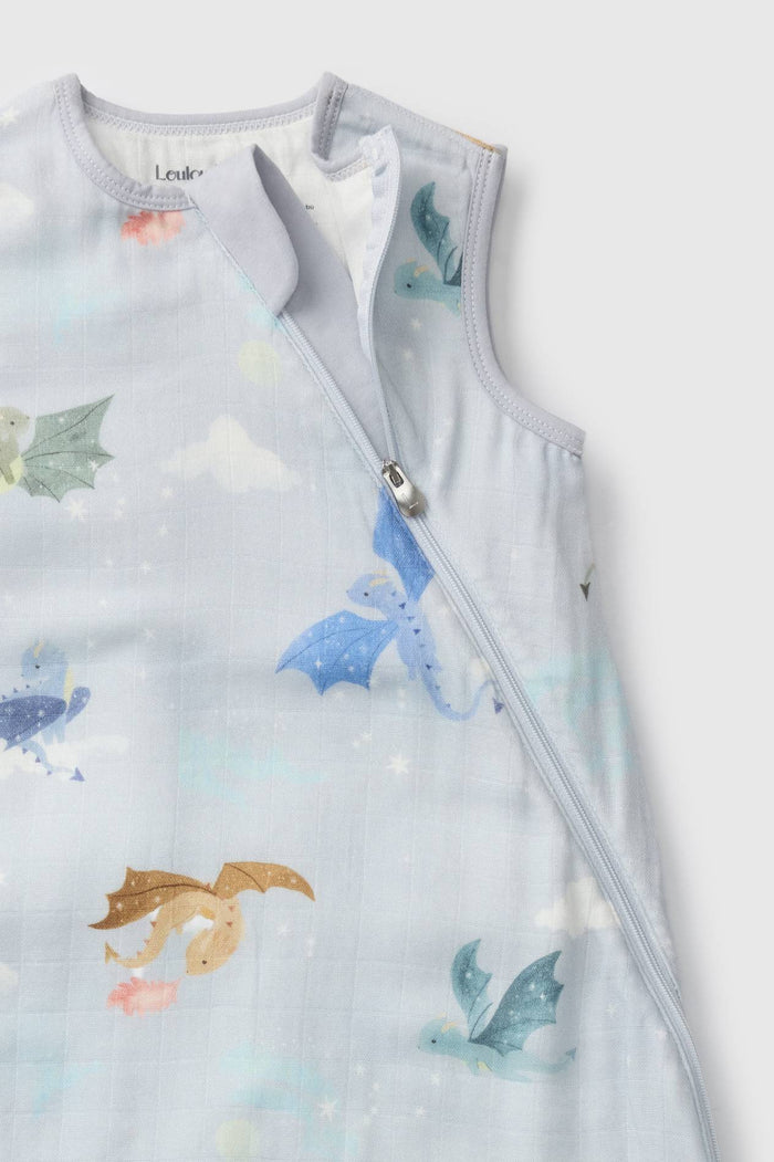 Baby Muslin Sleep Bag 0.5 TOG in Tanboocel® Bamboo Viscose - Magical Dragons