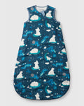 Loulou Lollipop muslin 0.5 TOG lightweight baby sleep bag in Stargazing Bears — front view on white background