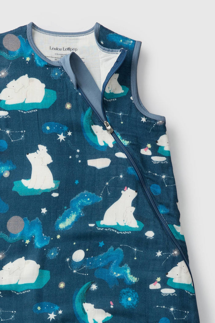 Baby Muslin Sleep Bag 0.5 TOG in Tanboocel® Bamboo Viscose - Stargazing Bears
