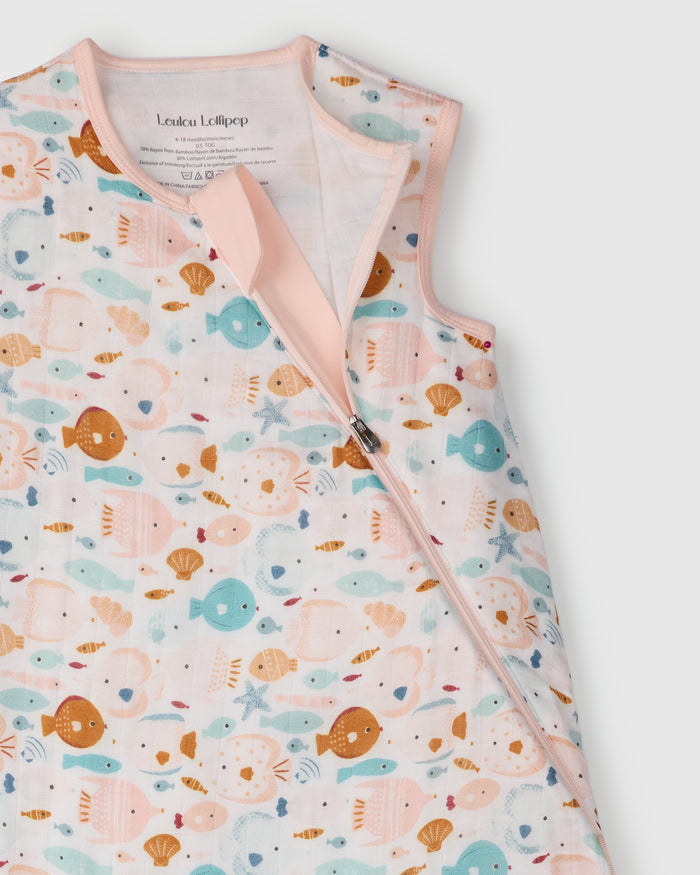 Baby Muslin Sleep Bag 0.5 TOG in Tanboocel® Bamboo Viscose - Sun Kissed Shoal