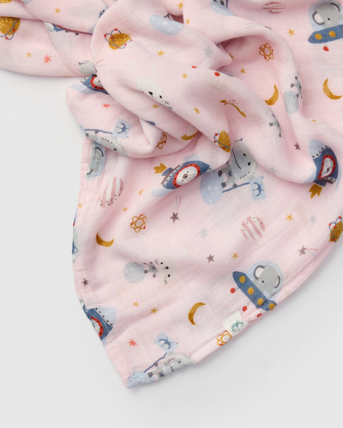 Baby Muslin Swaddle in Tanboocel® Bamboo Viscose - Astro Explorers