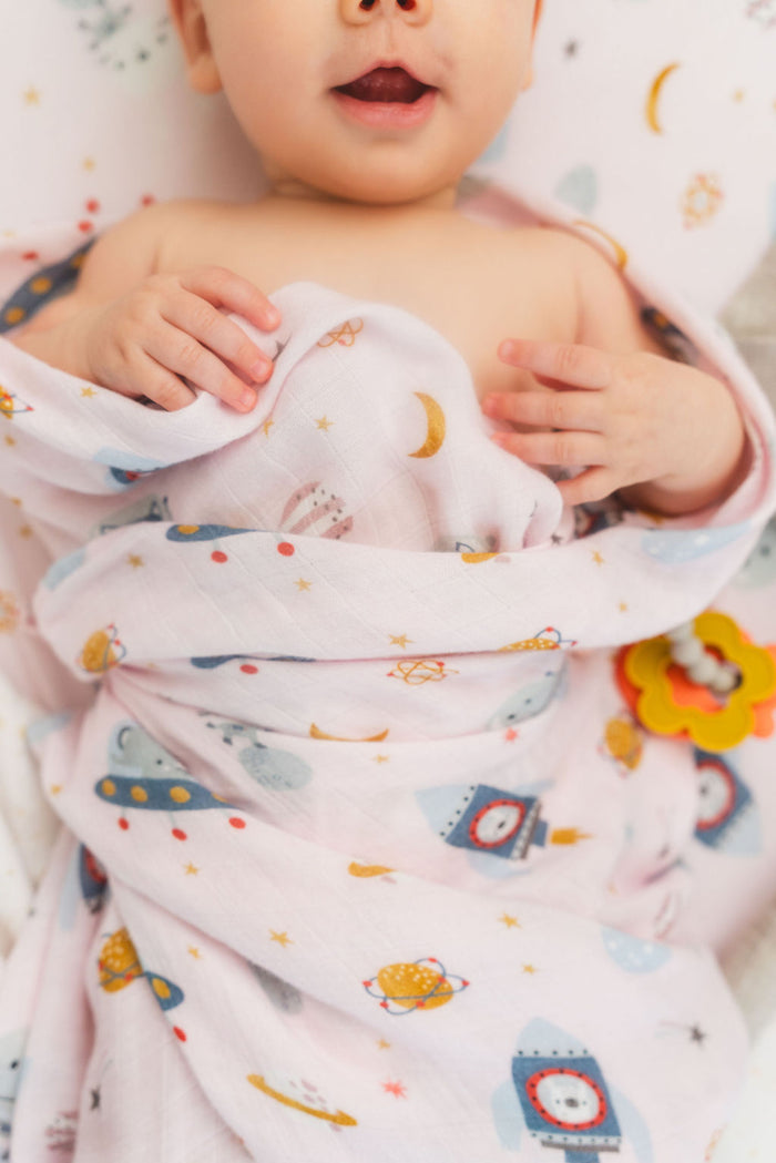 Baby Muslin Swaddle in Tanboocel® Bamboo Viscose - Astro Explorers