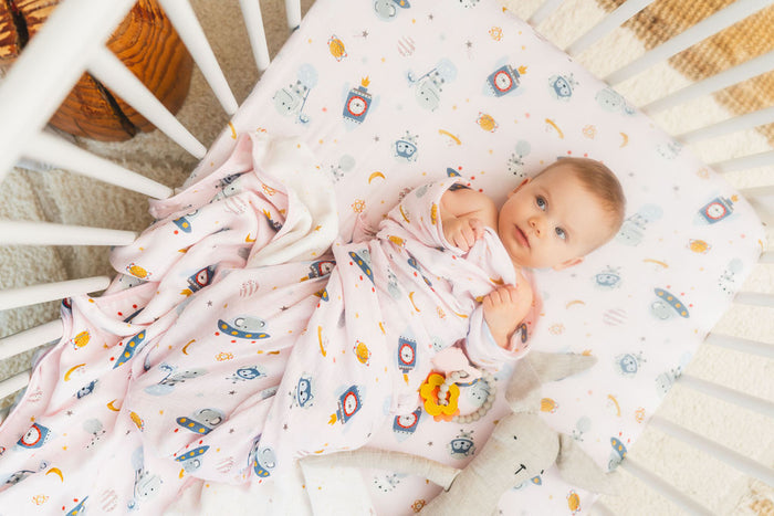 Baby Muslin Swaddle in Tanboocel® Bamboo Viscose - Astro Explorers