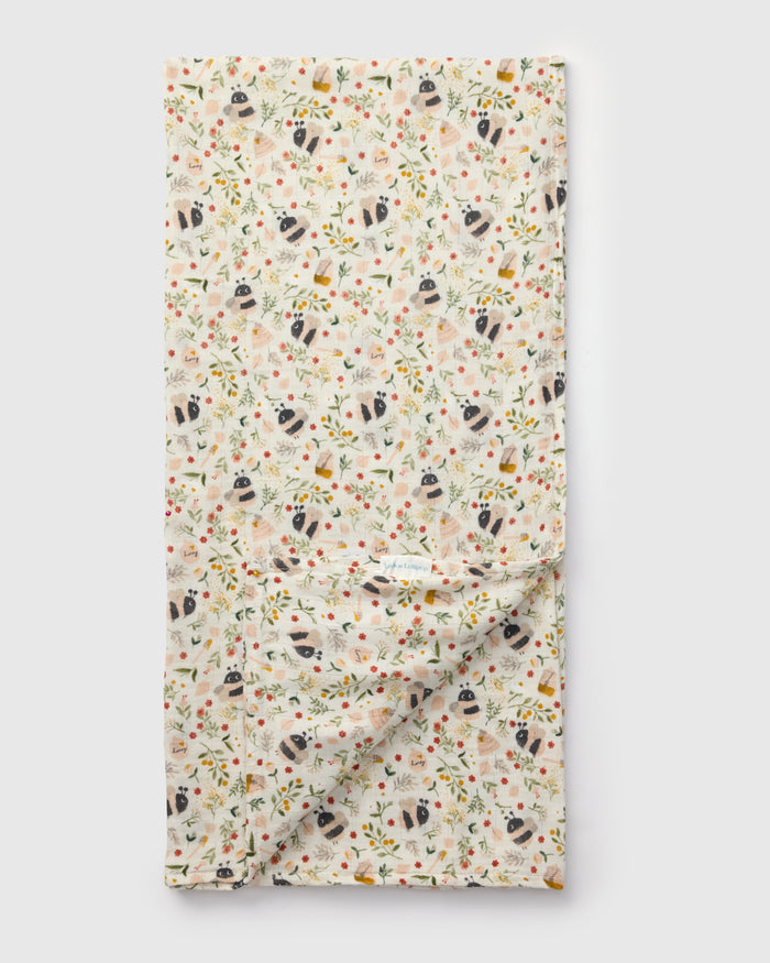 Baby Muslin Swaddle in Tanboocel® Bamboo Viscose - Bumble Bees