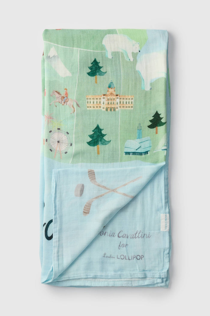 Loulou Lollipop bamboo cotton muslin swaddle blanket in Canada — front view on white background
