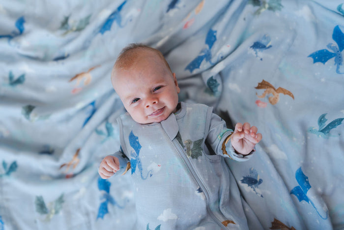 Baby Muslin Swaddle in Tanboocel® Bamboo Viscose - Magical Dragons