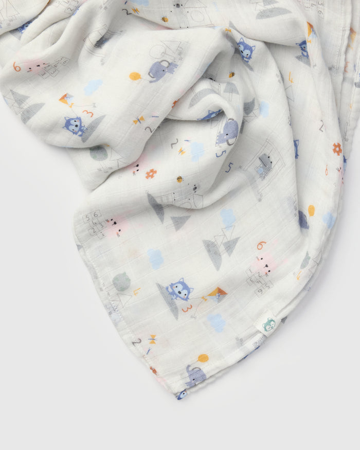 Baby Muslin Swaddle in Tanboocel® Bamboo Viscose - Mini Mathletes