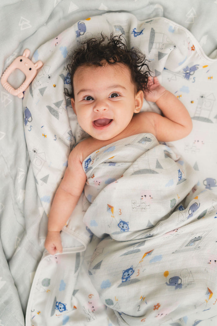 Baby Muslin Swaddle in Tanboocel® Bamboo Viscose - Mini Mathletes