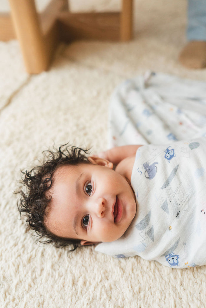 Baby Muslin Swaddle in Tanboocel® Bamboo Viscose - Mini Mathletes