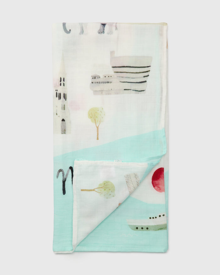 Baby Muslin Swaddle in Tanboocel® Bamboo Viscose - New York City
