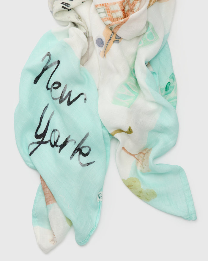 Baby Muslin Swaddle in Tanboocel® Bamboo Viscose - New York City