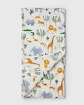 Loulou Lollipop bamboo cotton muslin swaddle blanket in Safari Jungle — front view on white background