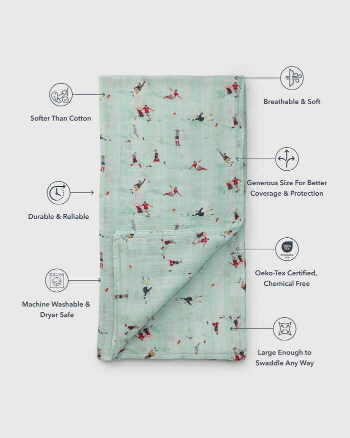 Baby Muslin Swaddle in Tanboocel® Bamboo Viscose - The Beautiful Game