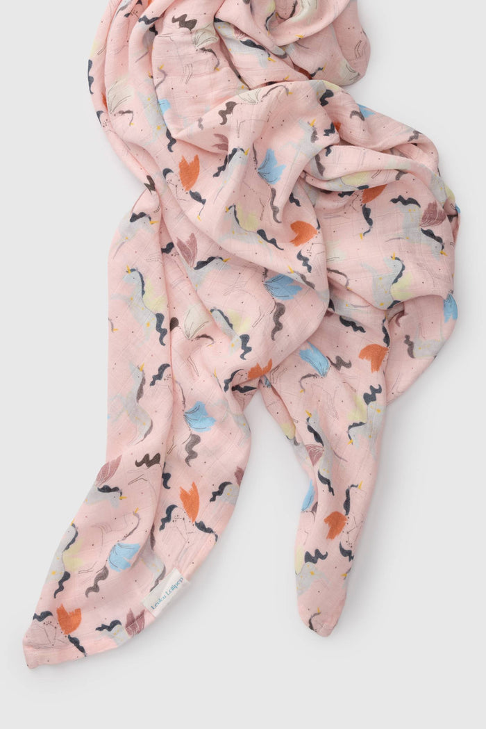 Baby Muslin Swaddle in Tanboocel® Bamboo Viscose - Unicorn Ballet
