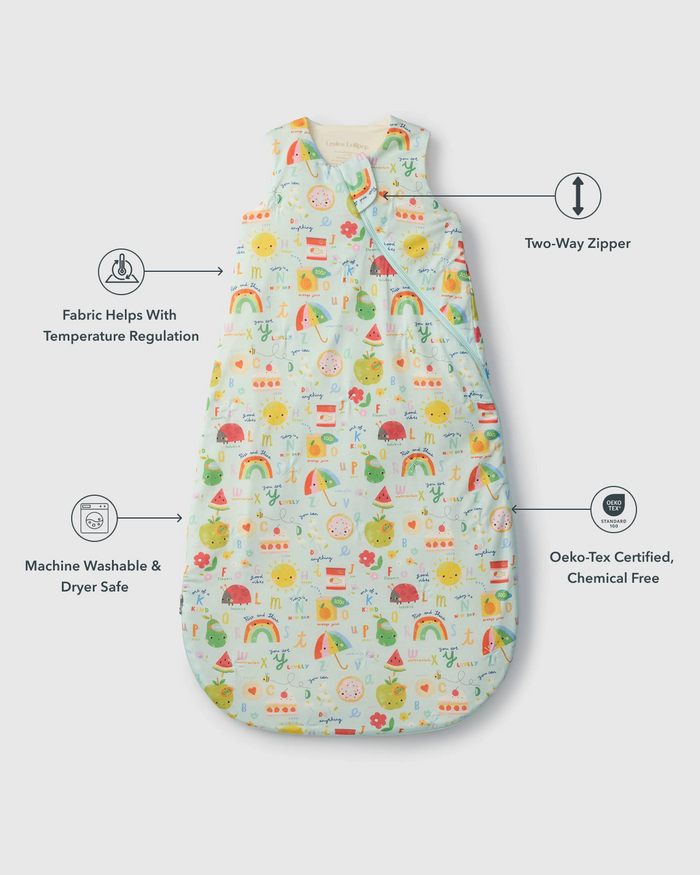 Baby Sleep Bag 1.0 TOG in TENCEL™ Lyocell - Alphabet Smiles