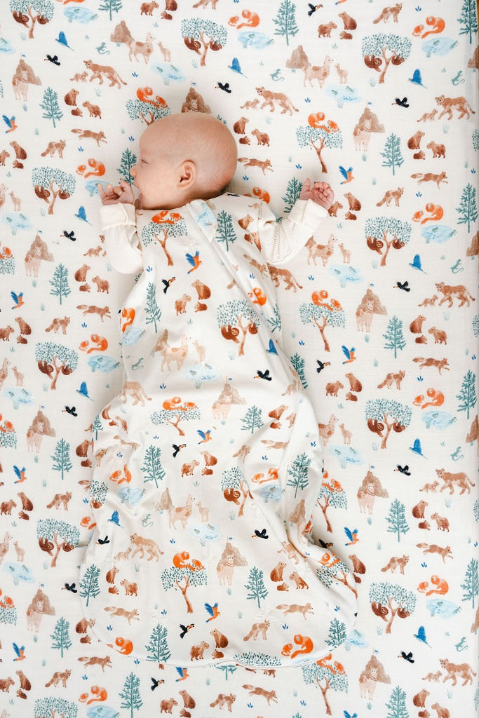 Muslin Fitted Crib Sheet - Llama Adventures
