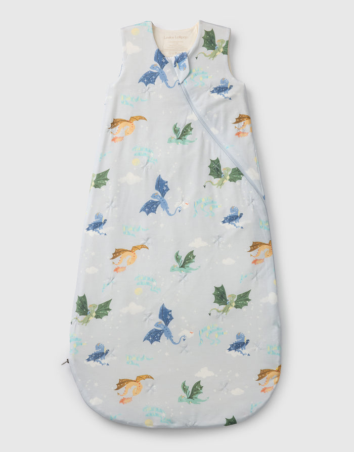 Loulou Lollipop TENCEL 1.0 TOG baby sleep bag in Magical Dragons — front view on white background