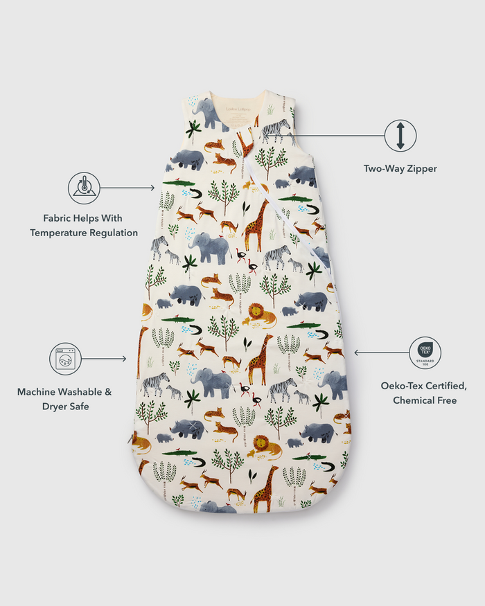 Baby Sleep Bag 1.0 TOG in TENCEL™ Lyocell - Safari Jungle