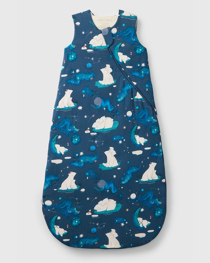 Loulou Lollipop TENCEL 1.0 TOG baby sleep bag in Stargazing Bears — front view on white background