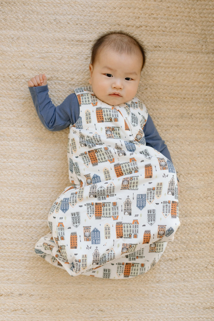 Loulou Lollipop TENCEL 2.5 TOG baby sleep bag in Home Sweet Home — front view on white background