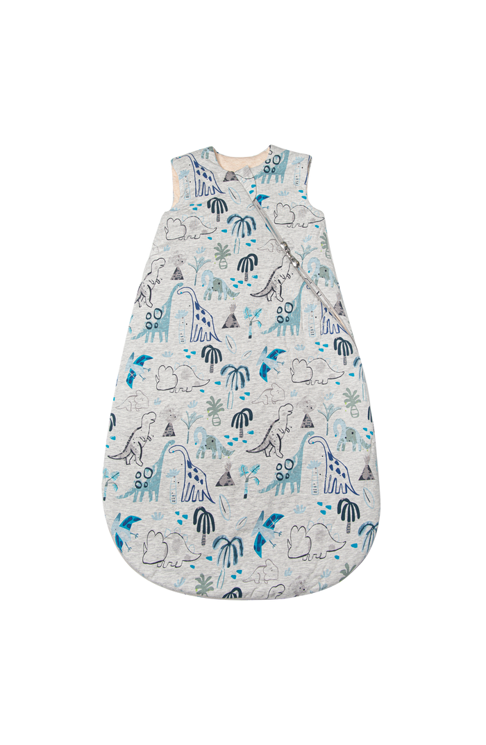 Loulou Lollipop TENCEL 2.5 TOG baby sleep bag in Dinosaurs — front view on white background