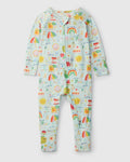 Loulou Lollipop TENCEL baby sleeper footie pajamas in Alphabet Smiles — front view on white background