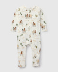 Loulou Lollipop TENCEL baby sleeper footie pajamas in Bears on Bikes — front view on white background