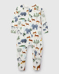 Loulou Lollipop TENCEL baby sleeper footie pajamas in Safari Jungle — front view on white background