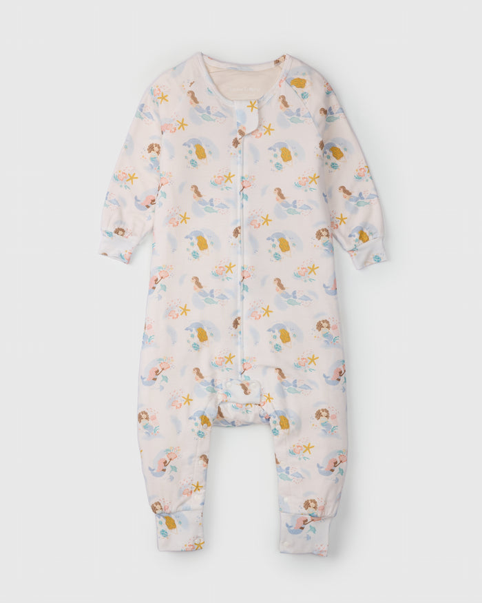 Loulou Lollipop Sleepsuit 1.0 TOG in Mermaids — front view on white background
