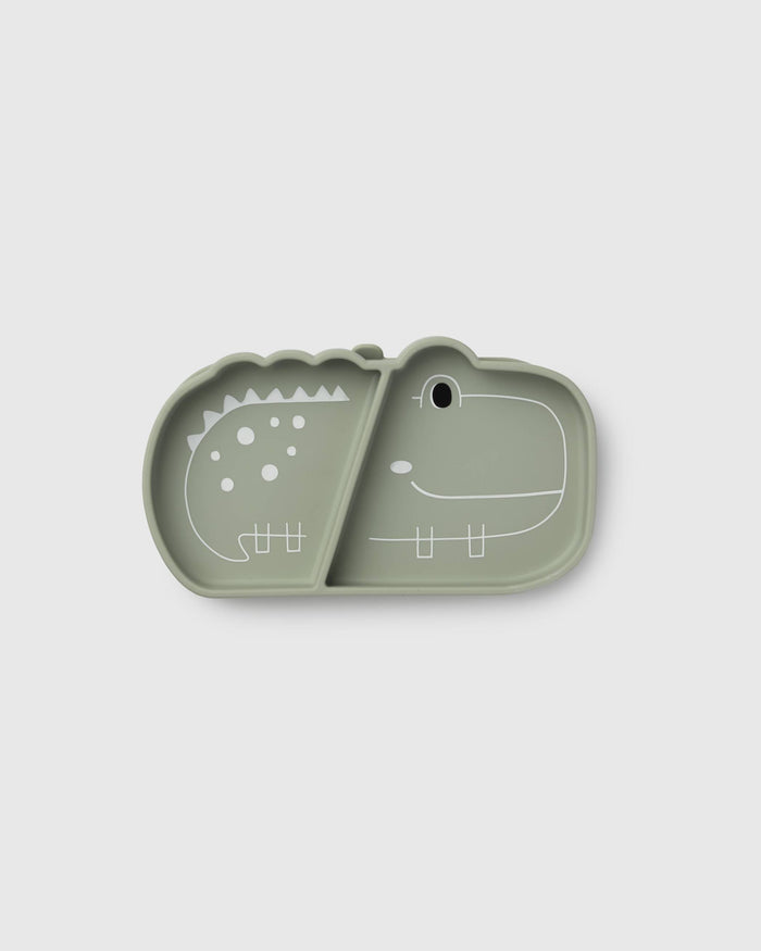Loulou Lollipop Snack Plate in Aly Alligator — front view on white background