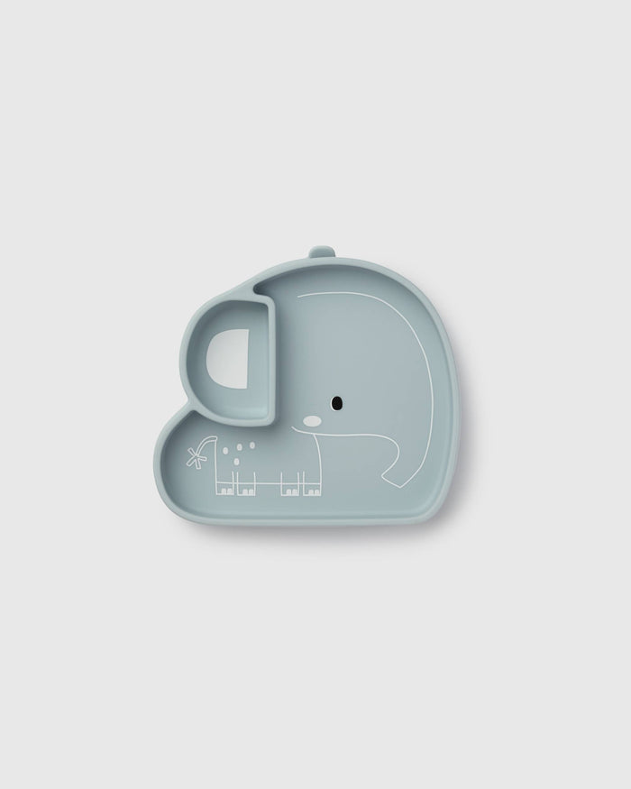 Loulou Lollipop Snack Plate in Eddie Elephant — front view on white background