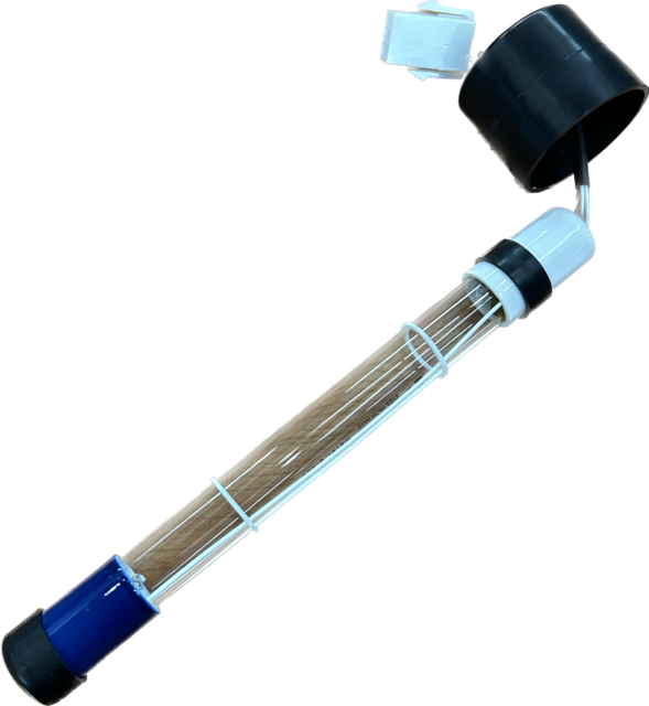 Balboa Ultraviolet Tube 25906 (54906) for WAVETEC254ƒ?› UV spa sanitizers, featuring a clear UVƒ??C lamp with black end cap and connector, designed for chemicalƒ??free disinfection