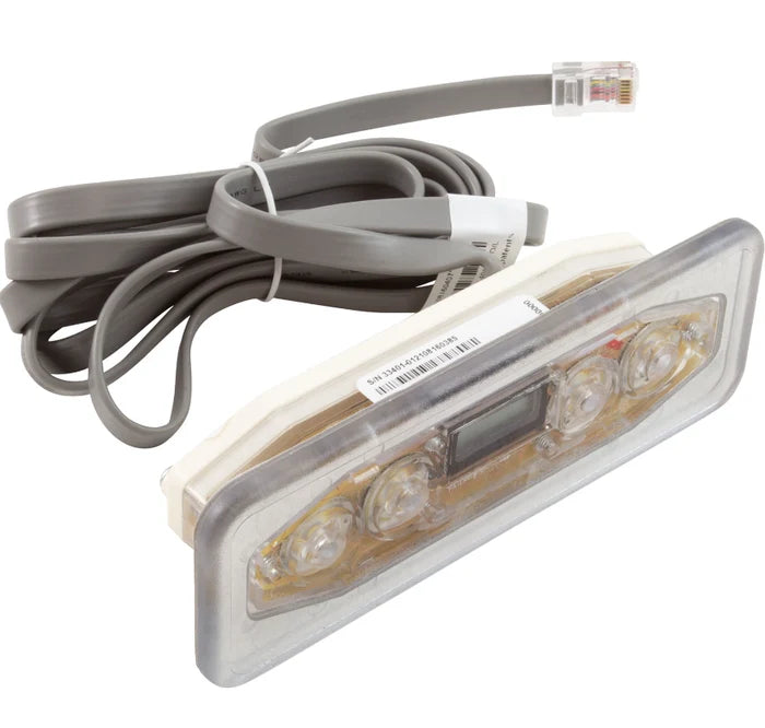 Balboa VL401 spa topside control panel 54094-01 with LCD display, four function buttons for blower, jets, temperature and light, including RJ45 connection cable.