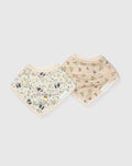 Loulou Lollipop bandana bib set 2-pack in Bumble Bees — front view on white background