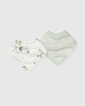 Loulou Lollipop bandana bib set 2-pack in Hedgehogs — front view on white background