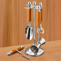 Bar Tool Set with Leather-Wrapped Handles