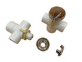 Chromeƒ??finished 3ƒ??way bathtub diverter valve with tearƒ??drop handle, featuring three brass outlet ports designed for redirecting water between bath and shower fittings.