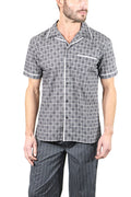 Black & Grey Medallion Check Short Sleeve Top