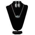 Blazin Roxx Ladies Earrings and Necklace Set Marble Bead Blue Black