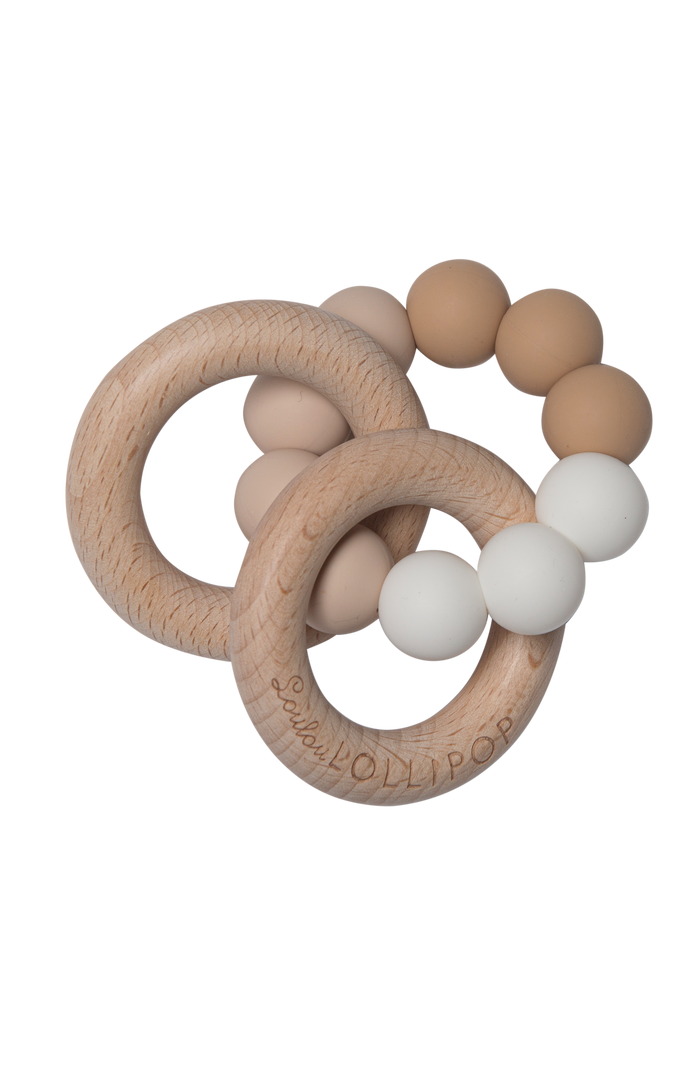 Bubble Silicone and Wood Teether - Neutral