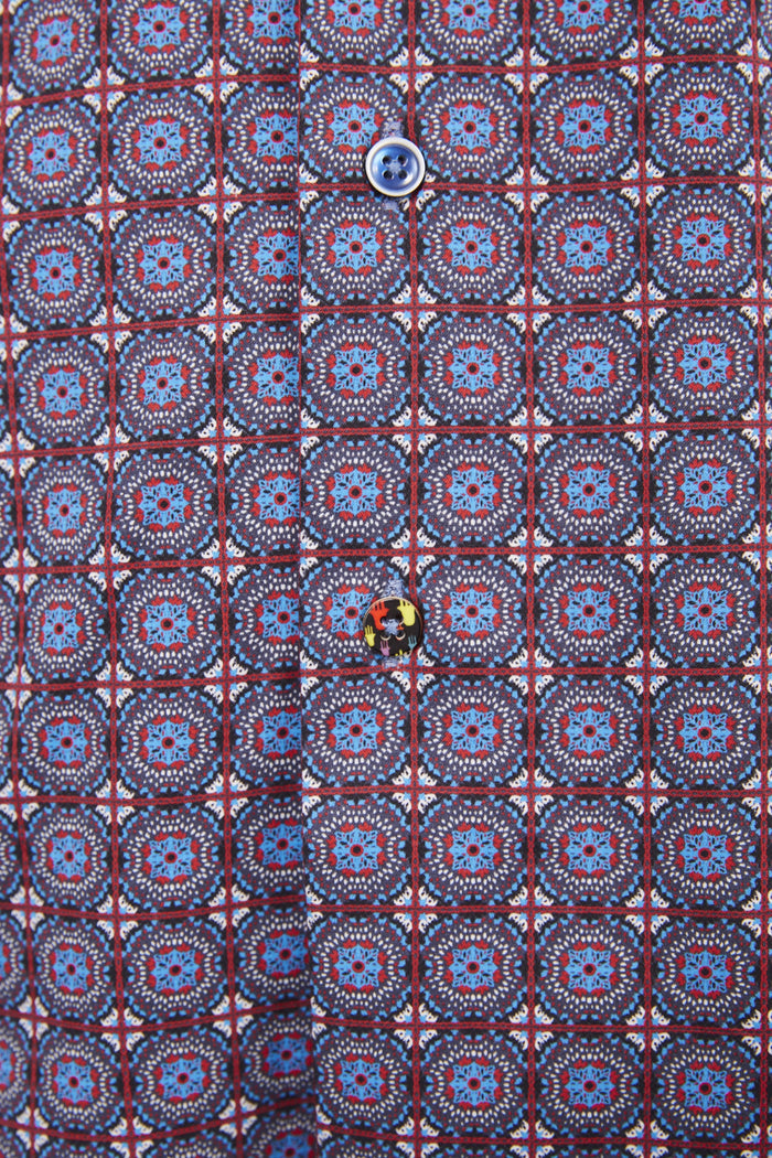 Burgundy, Red and Blue Mandala Design