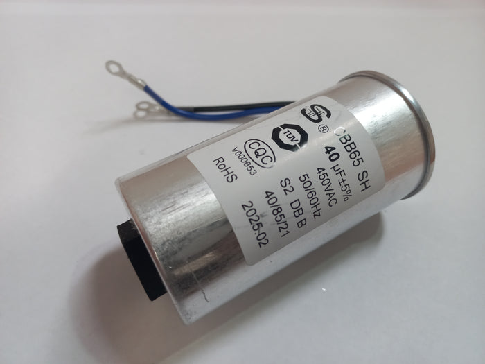 40?æF 450VAC aluminium CBB65 SH motorƒ??run capacitor with blue and black lead wires and ring terminals, suitable for Gecko Maelstrom MSƒ??1 2.5HP 2ƒ??Speed pumps.