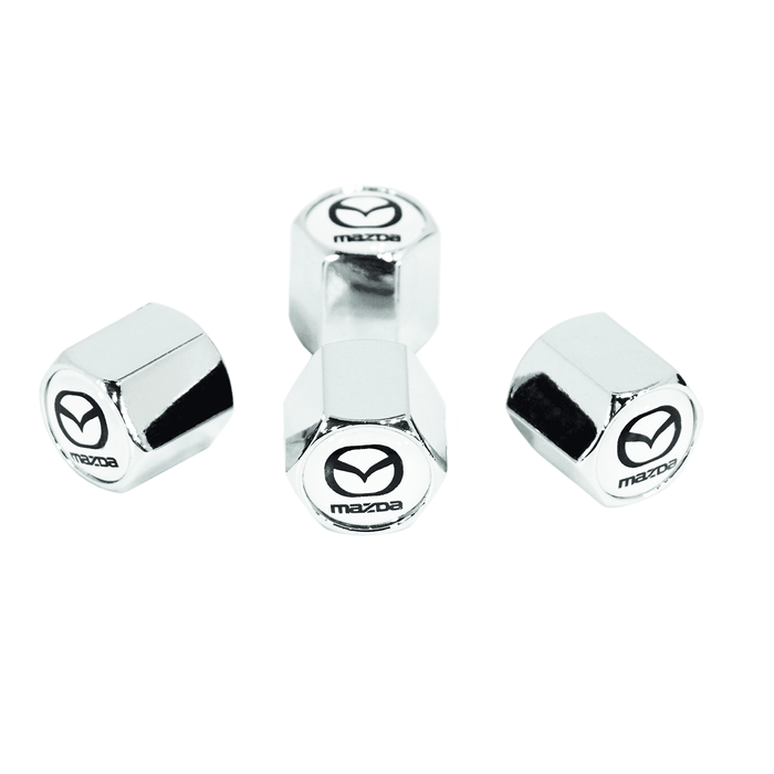 Chrome Valve Stem Tire Caps, Style: MAZDA on White Background - ZSPEC Design LLC - Hardware Fasteners - cap, CX, mazda, tire - zspecdesign.com