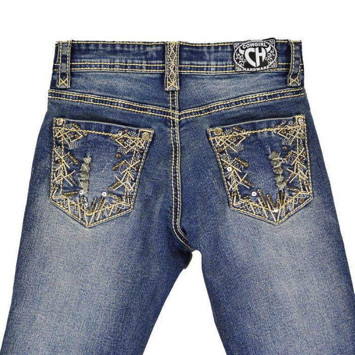 Cowboy Hardware Girls Scribble, Tan Medium Wash